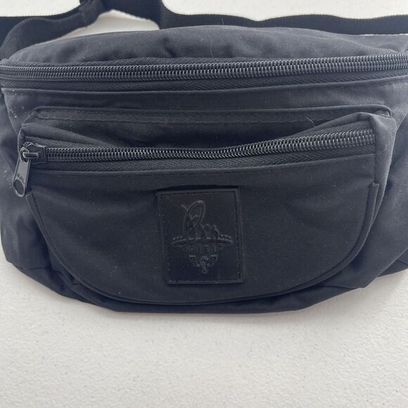 Vintage 80s Pro Spirit Black Canvas Fanny Pack Waist Belt Bag Hip Pack Grunge - Picture 3 of 16
